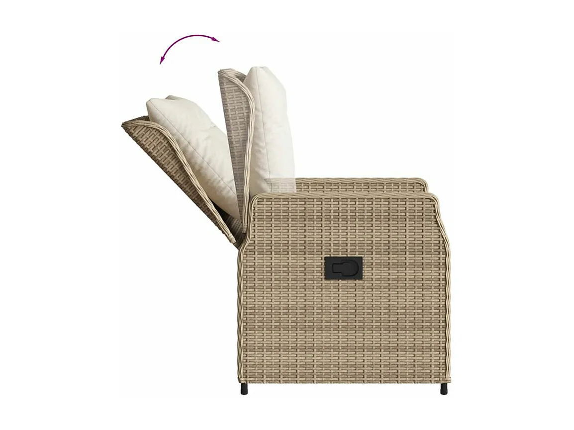 Ensemble de bistro 3 pcs avec coussins beige résine tressée