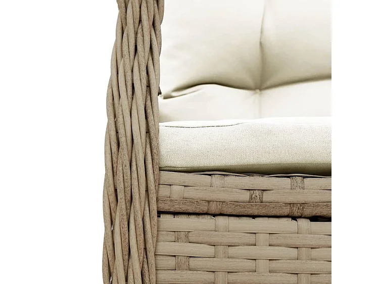 Ensemble de bistro 3 pcs avec coussins beige résine tressée