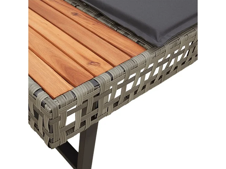 Canapé de jardin avec coussins en forme de L gris rotin acacia