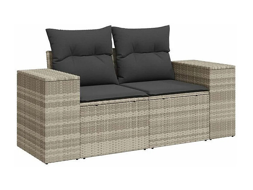 Salon de jardin avec coussins 10 pcs gris clair résine tressée