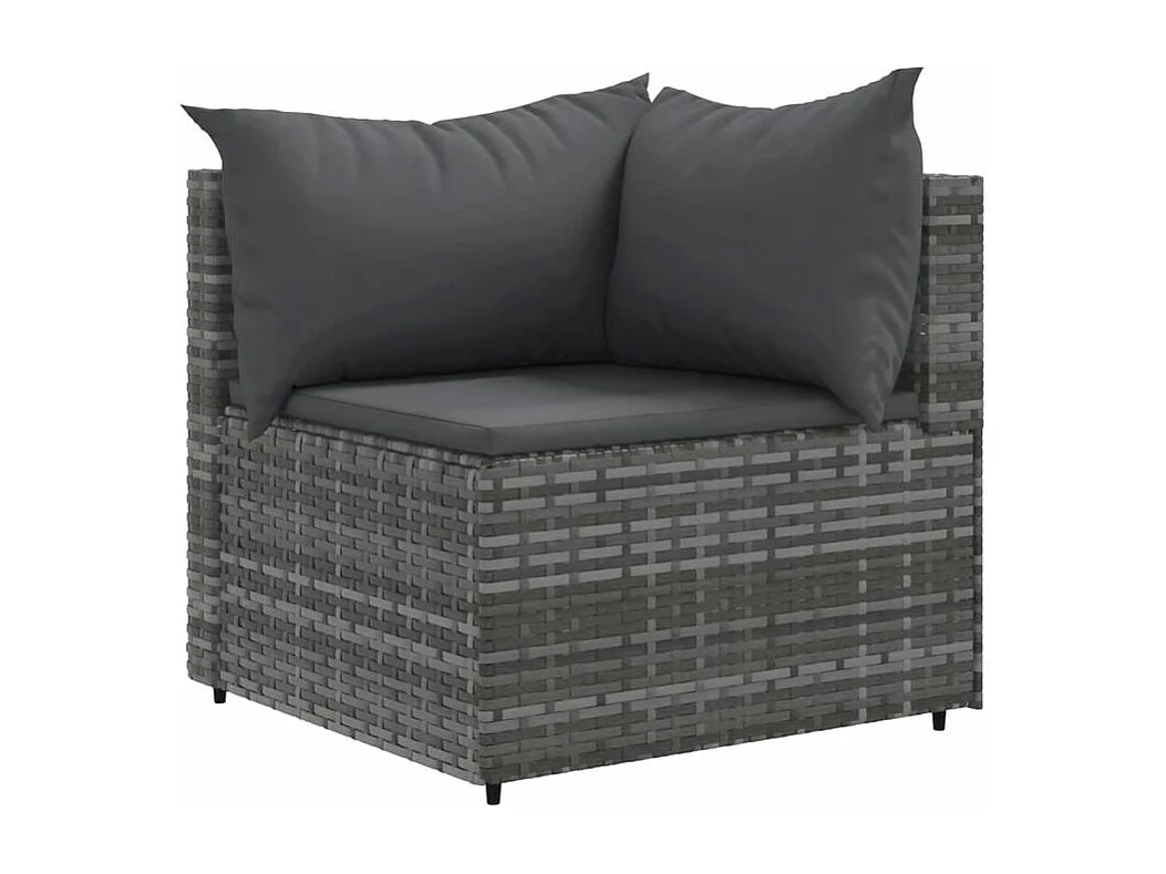 Salon de jardin 6 pcs avec coussins Gris Résine tressée