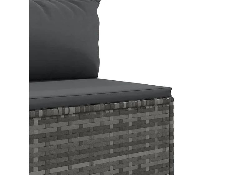 Salon de jardin 6 pcs avec coussins Gris Résine tressée