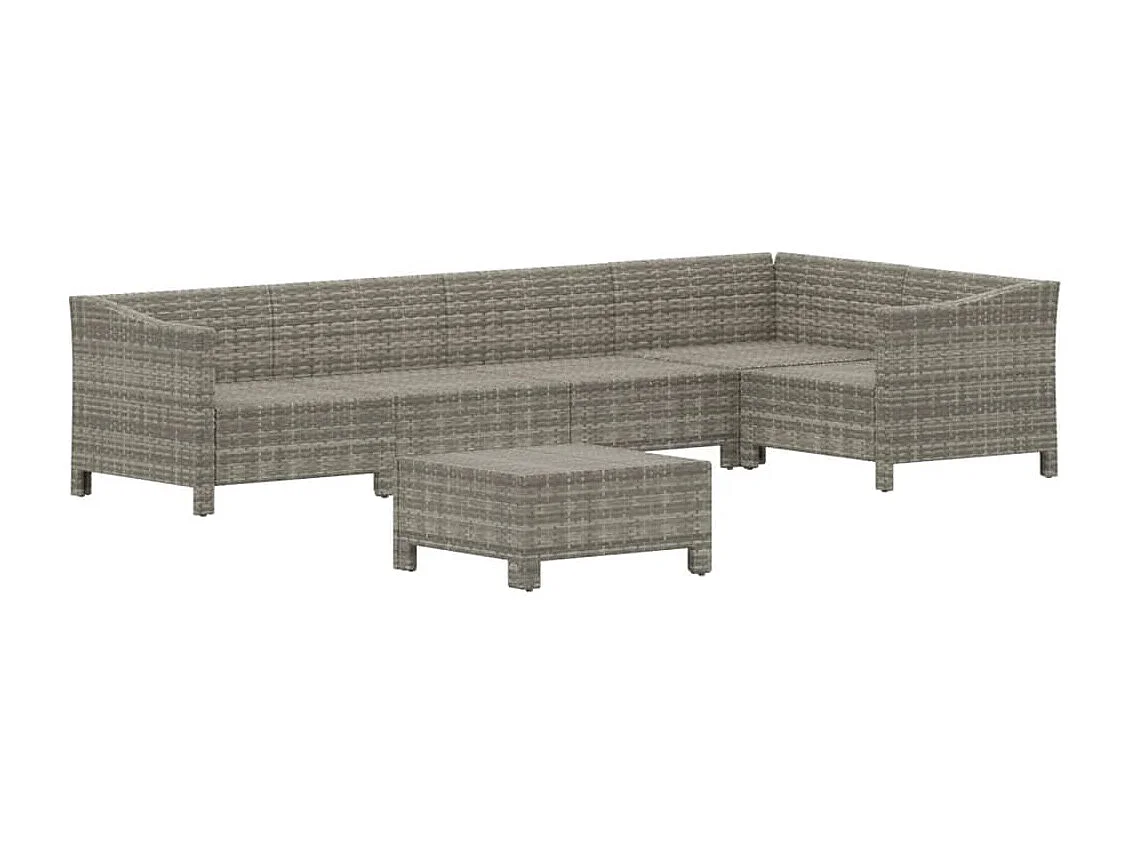 Salon de jardin 6 pcs avec coussins Gris Résine tressée