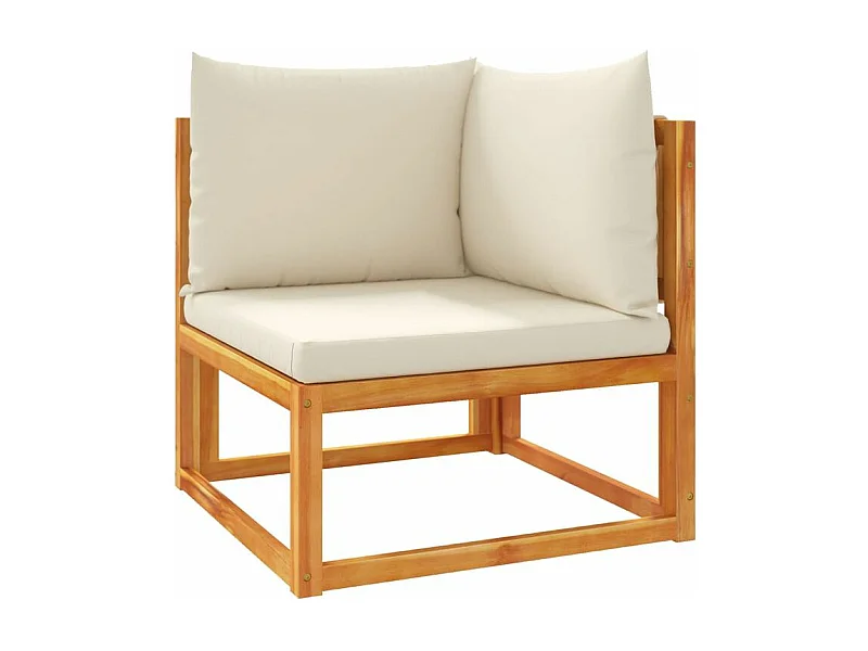 Canapé d'angle de jardin avec coussins bois massif d'acacia