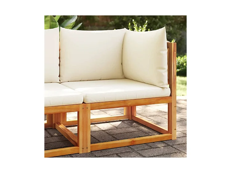 Canapé d'angle de jardin avec coussins bois massif d'acacia