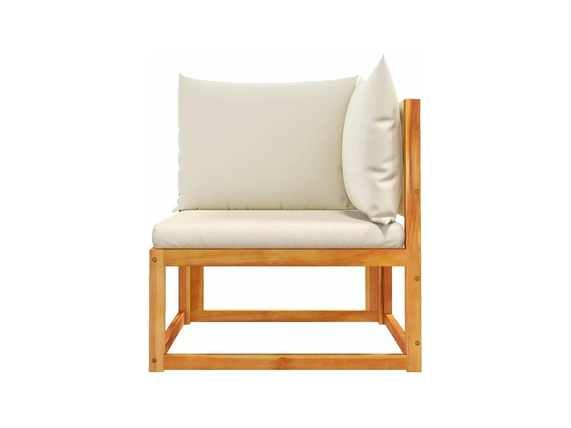 Canapé d'angle de jardin avec coussins bois massif d'acacia