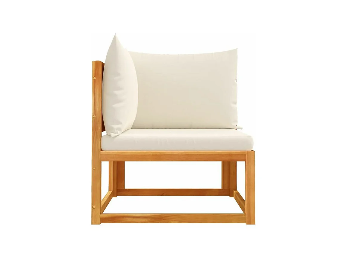 Canapé d'angle de jardin avec coussins bois massif d'acacia