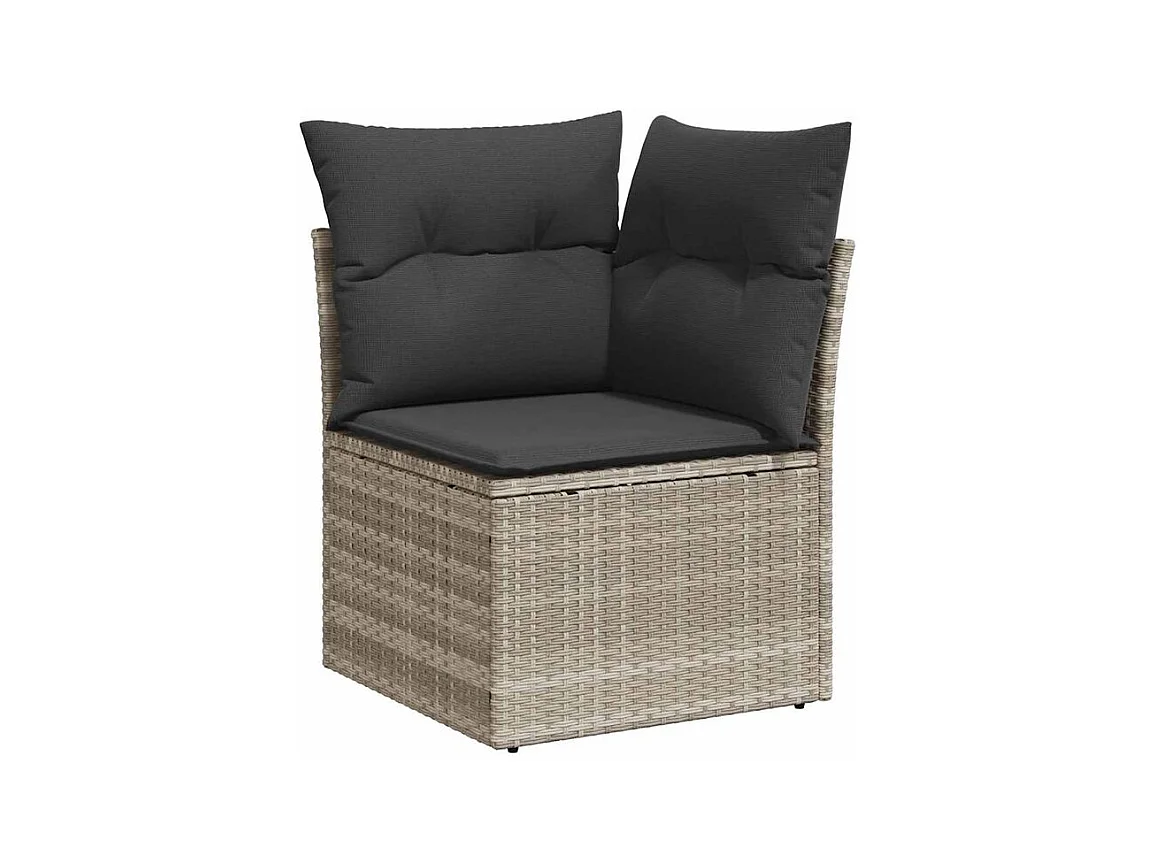 Salon de jardin 8 pcs avec coussins gris clair résine tressée