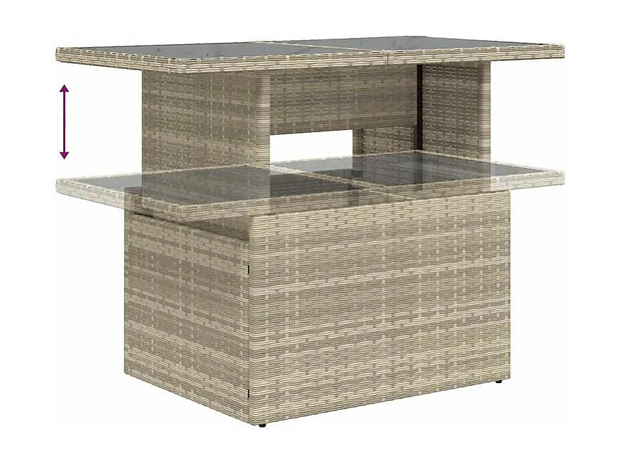 Salon de jardin 8 pcs avec coussins gris clair résine tressée