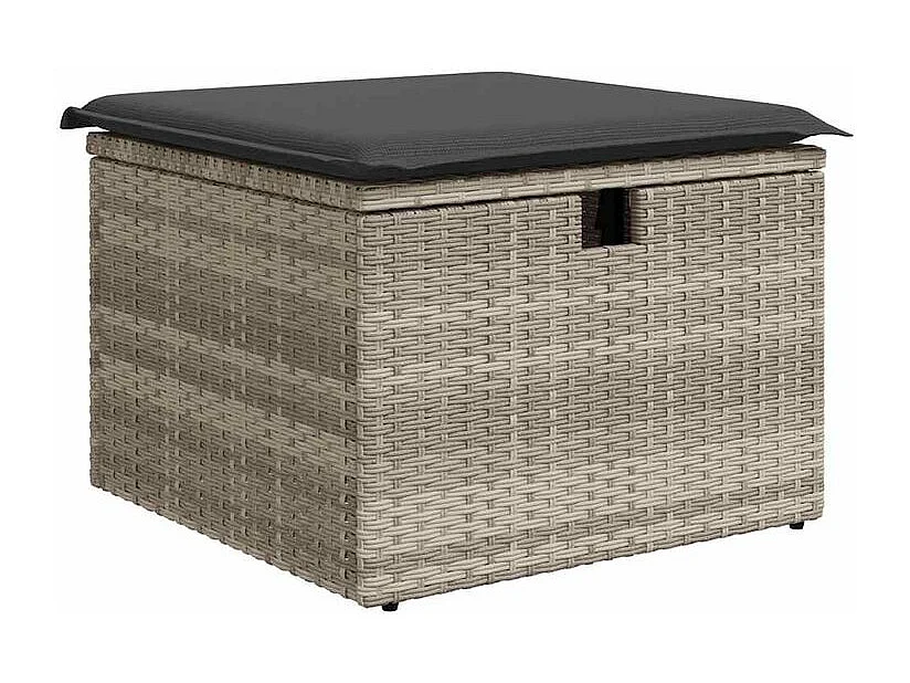 Salon de jardin avec coussins 7 pcs gris clair résine tressée