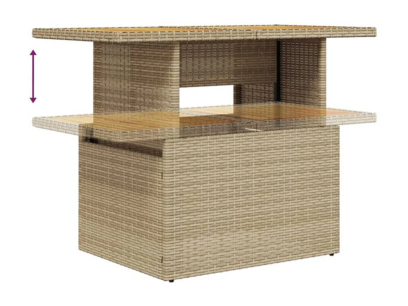 Salon de jardin avec coussins 10 pcs beige résine tressée