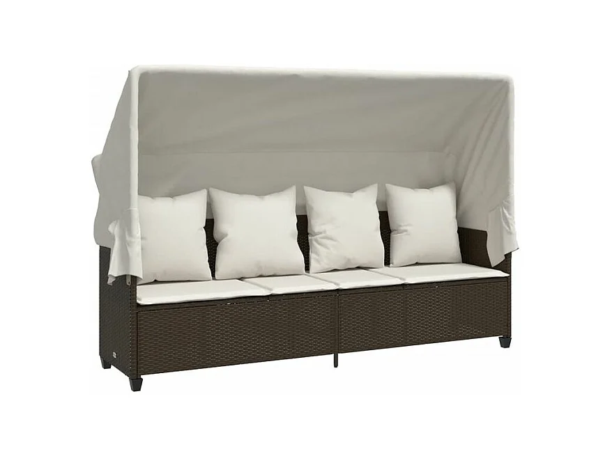 Salon de jardin avec coussins 5 pcs marron résine tressée