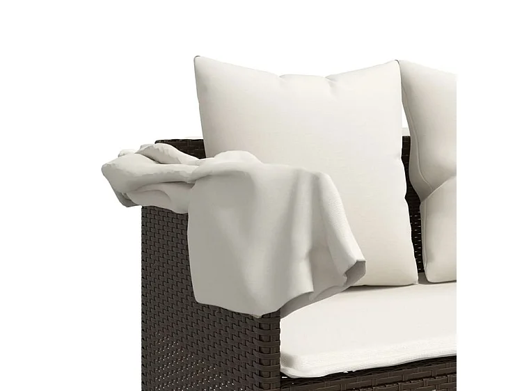 Salon de jardin avec coussins 5 pcs marron résine tressée
