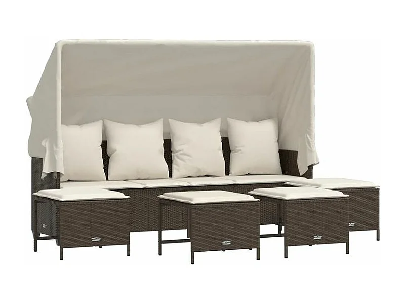 Salon de jardin avec coussins 5 pcs marron résine tressée