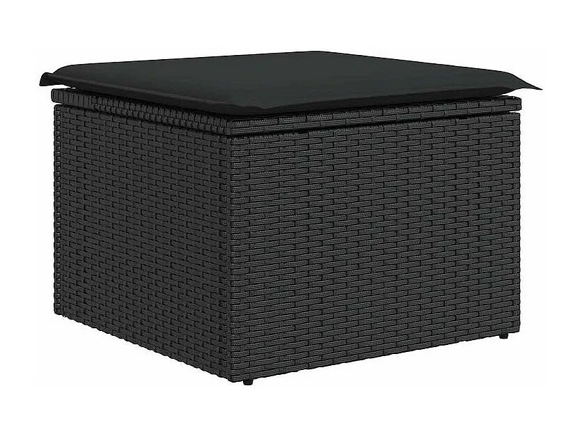 Salon de jardin 8 pcs avec coussins noir résine tressée