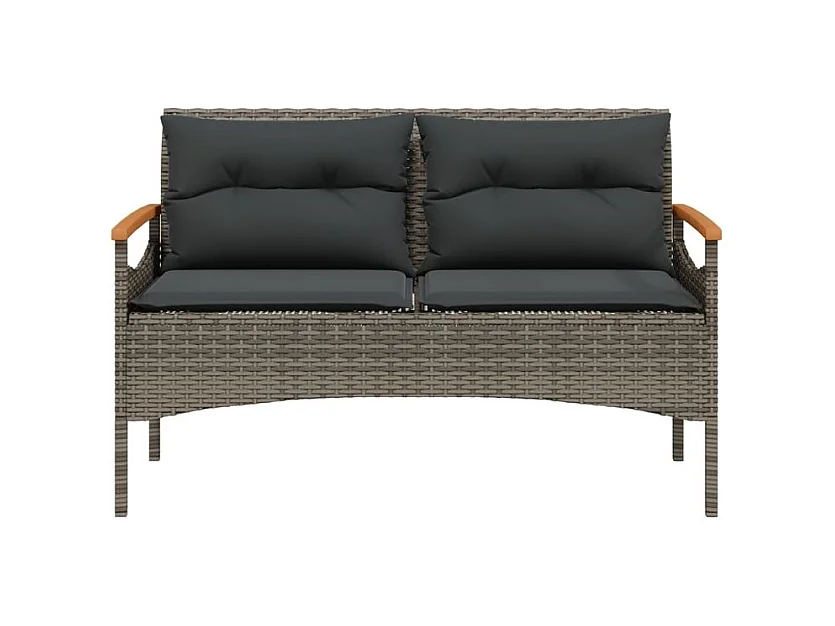 Salon de jardin 4 pcs avec coussins gris résine tressée