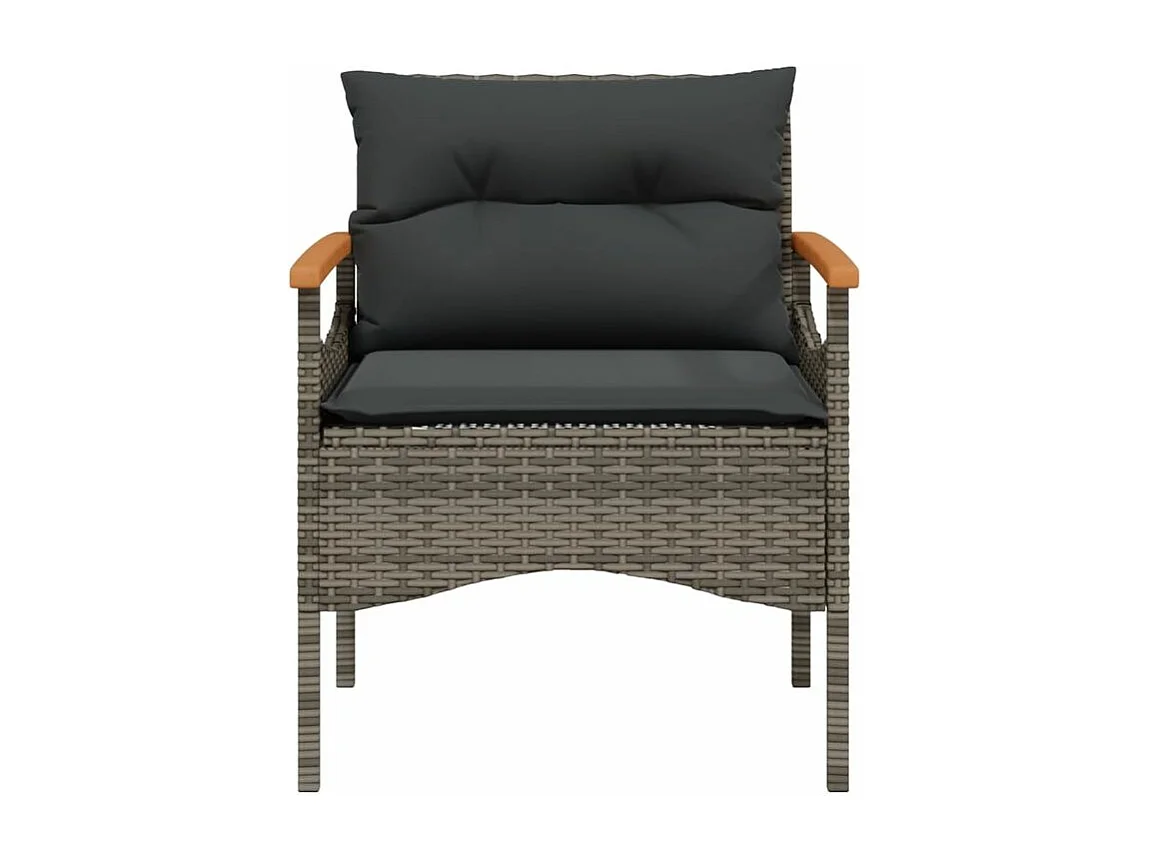 Salon de jardin 4 pcs avec coussins gris résine tressée