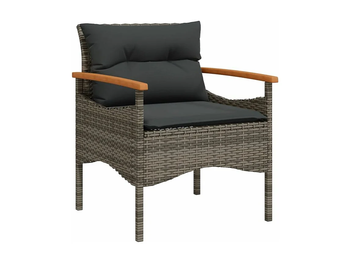 Salon de jardin 4 pcs avec coussins gris résine tressée