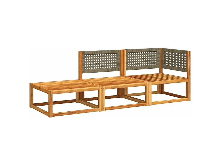 Salon de jardin avec coussins 3 pcs bois massif d'acacia