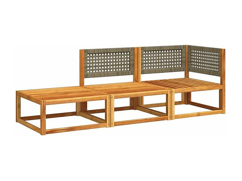 Salon de jardin avec coussins 3 pcs bois massif d'acacia
