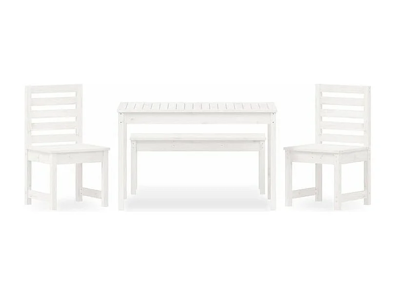 Ensemble à manger de jardin 4 pcs blanc bois massif de pin