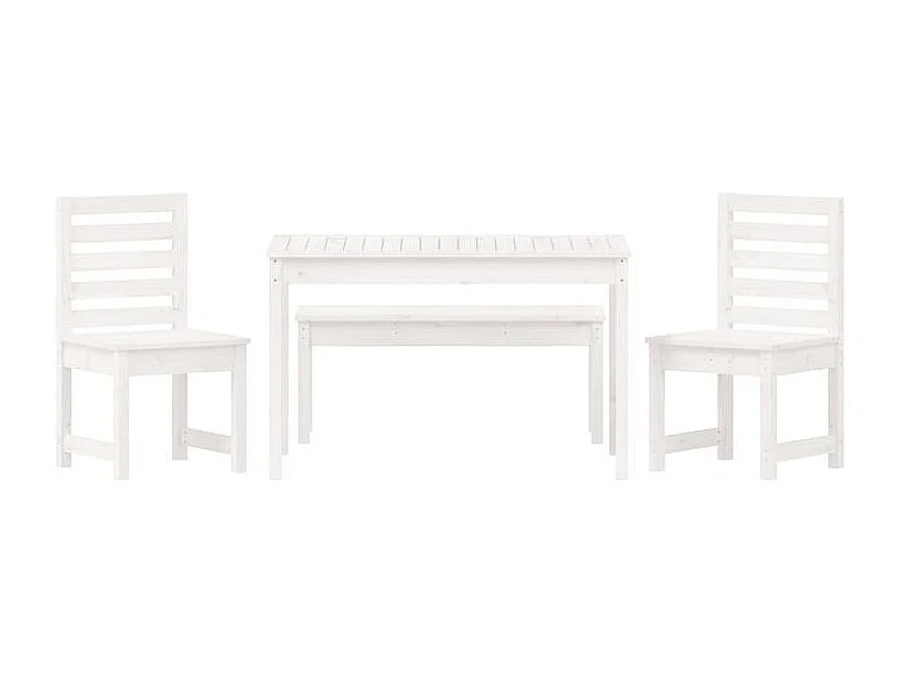 Ensemble à manger de jardin 4 pcs blanc bois massif de pin