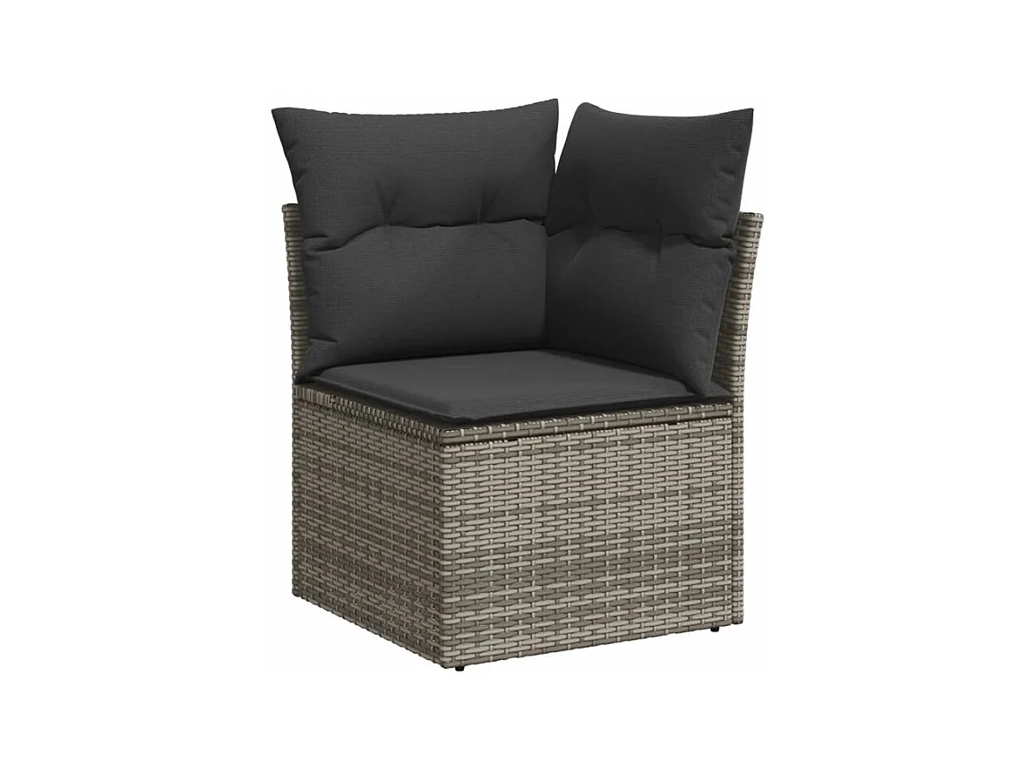 Salon de jardin 8 pcs avec coussins gris résine tressée
