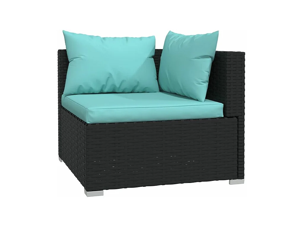 Salon de jardin 5 pcs avec coussins Résine tressée Noir