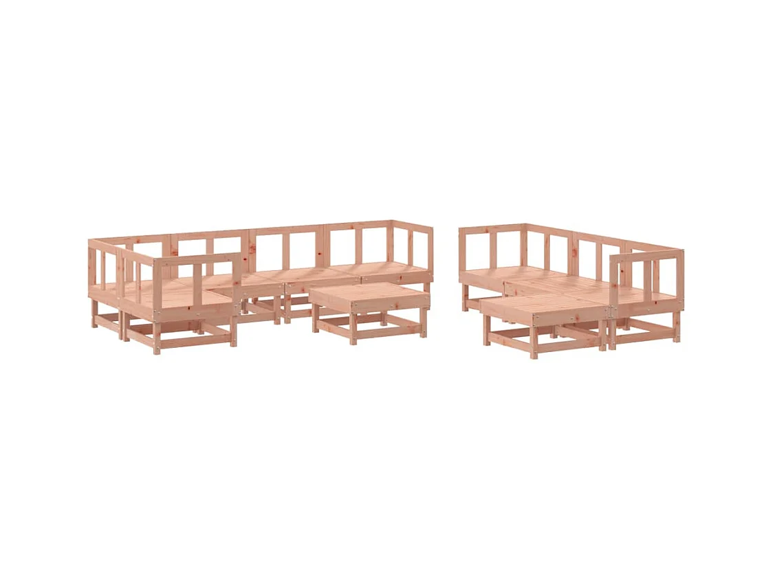Salon de jardin 10 pcs avec coussins bois massif douglas