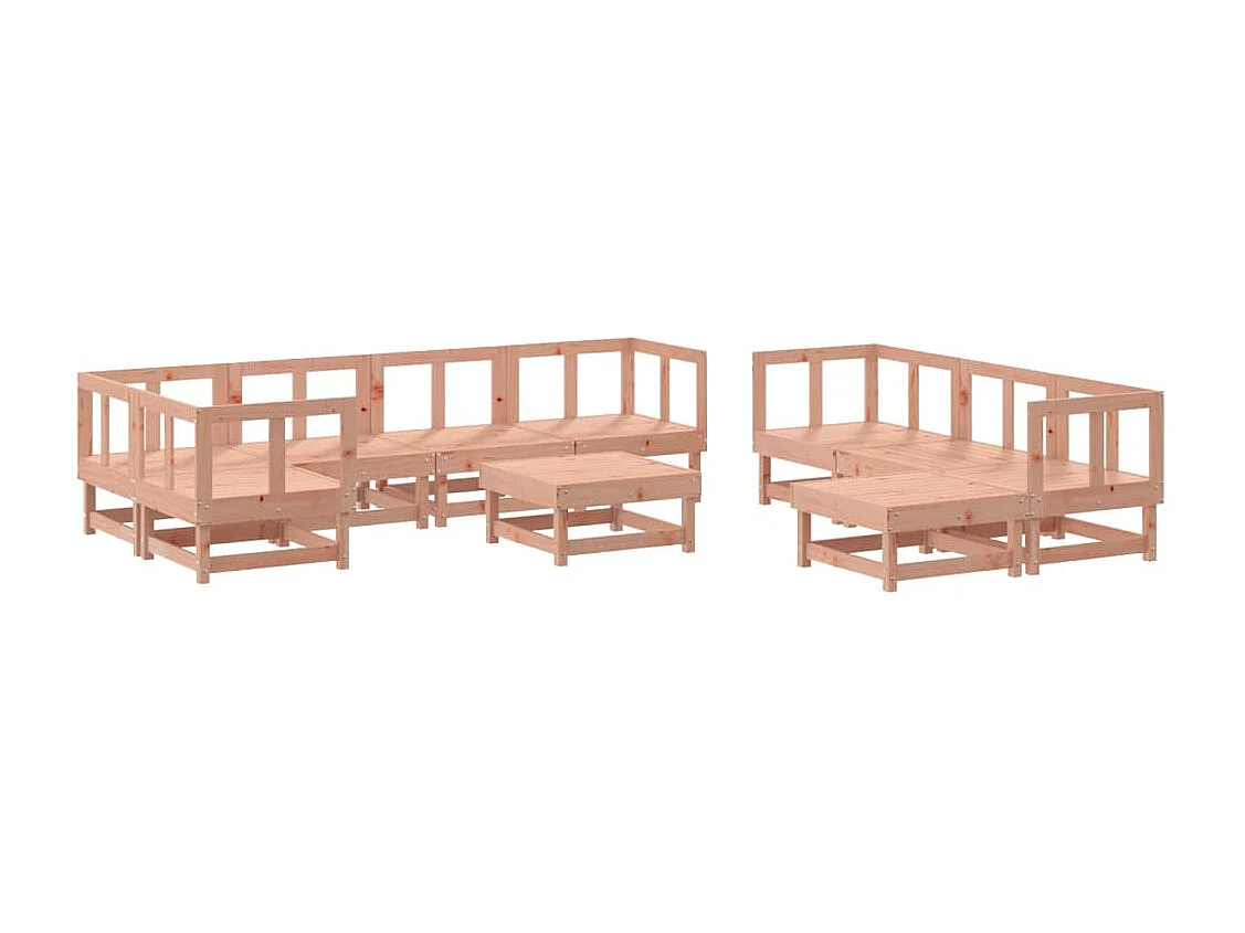 Salon de jardin 10 pcs avec coussins bois massif douglas