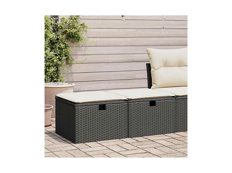 Salon de jardin avec coussins 2 pcs noir résine tressée acacia
