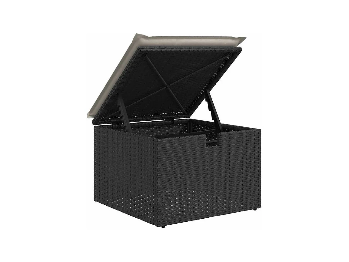 Salon de jardin avec coussins 2 pcs noir résine tressée acacia