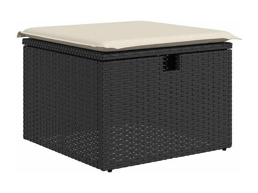 Salon de jardin avec coussins 2 pcs noir résine tressée acacia