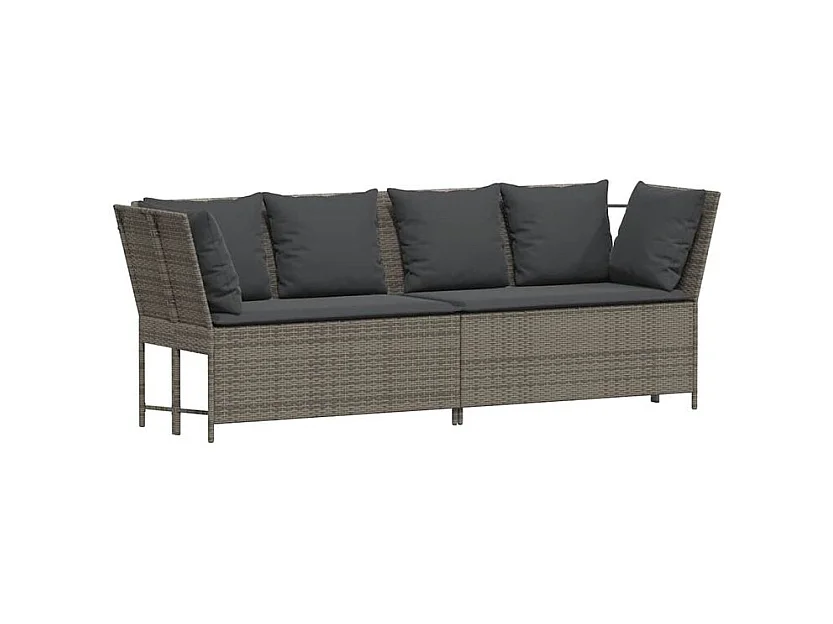 Salon de jardin 4 pcs avec coussins gris résine tressée