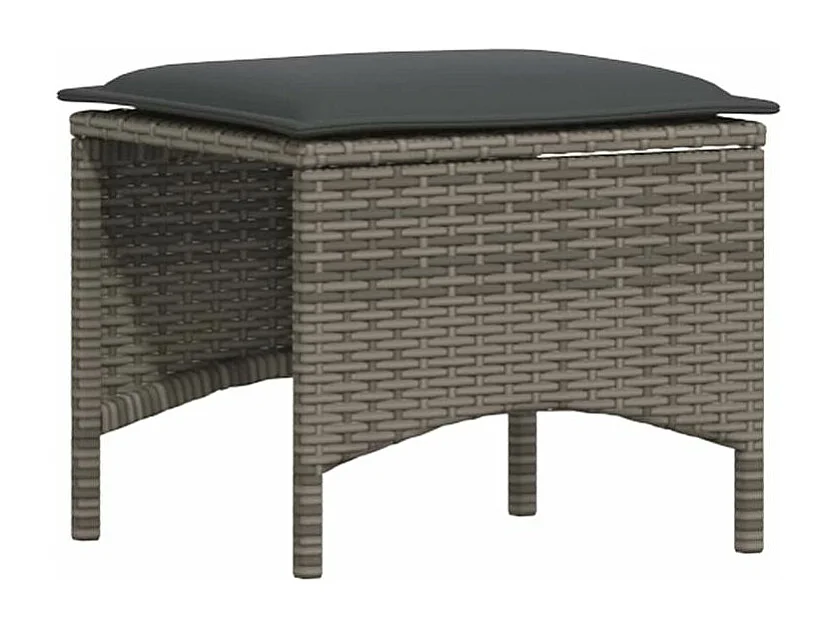 Salon de jardin 4 pcs avec coussins gris résine tressée