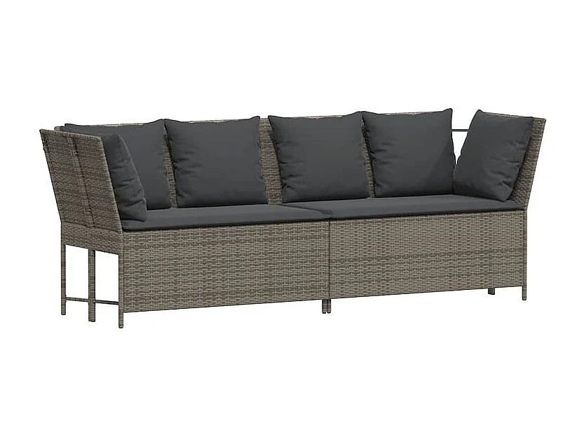 Salon de jardin 4 pcs avec coussins gris résine tressée