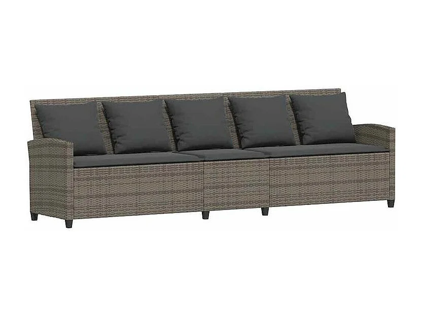 Salon de jardin 4 pcs avec coussins gris résine tressée