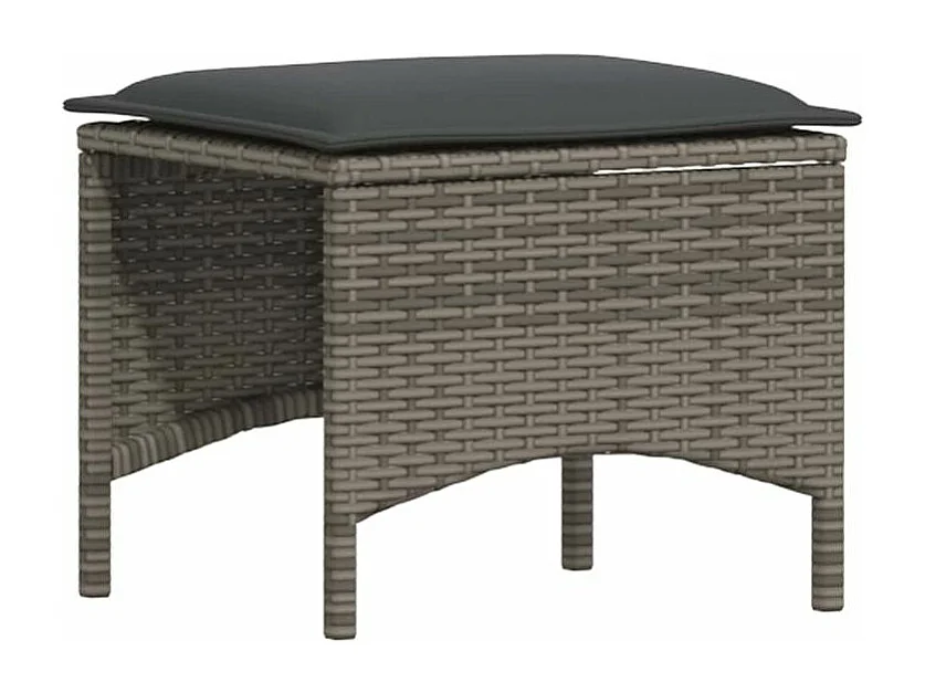 Salon de jardin 4 pcs avec coussins gris résine tressée