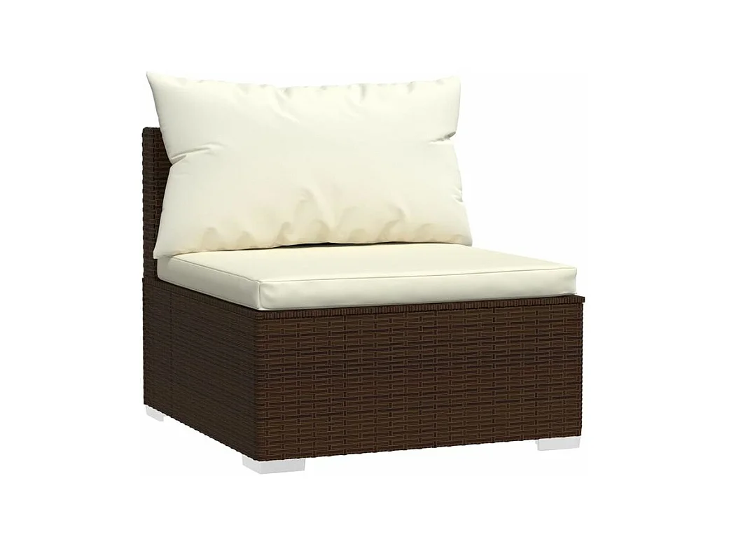 Salon de jardin 4 pcs avec coussins Résine tressée Marron