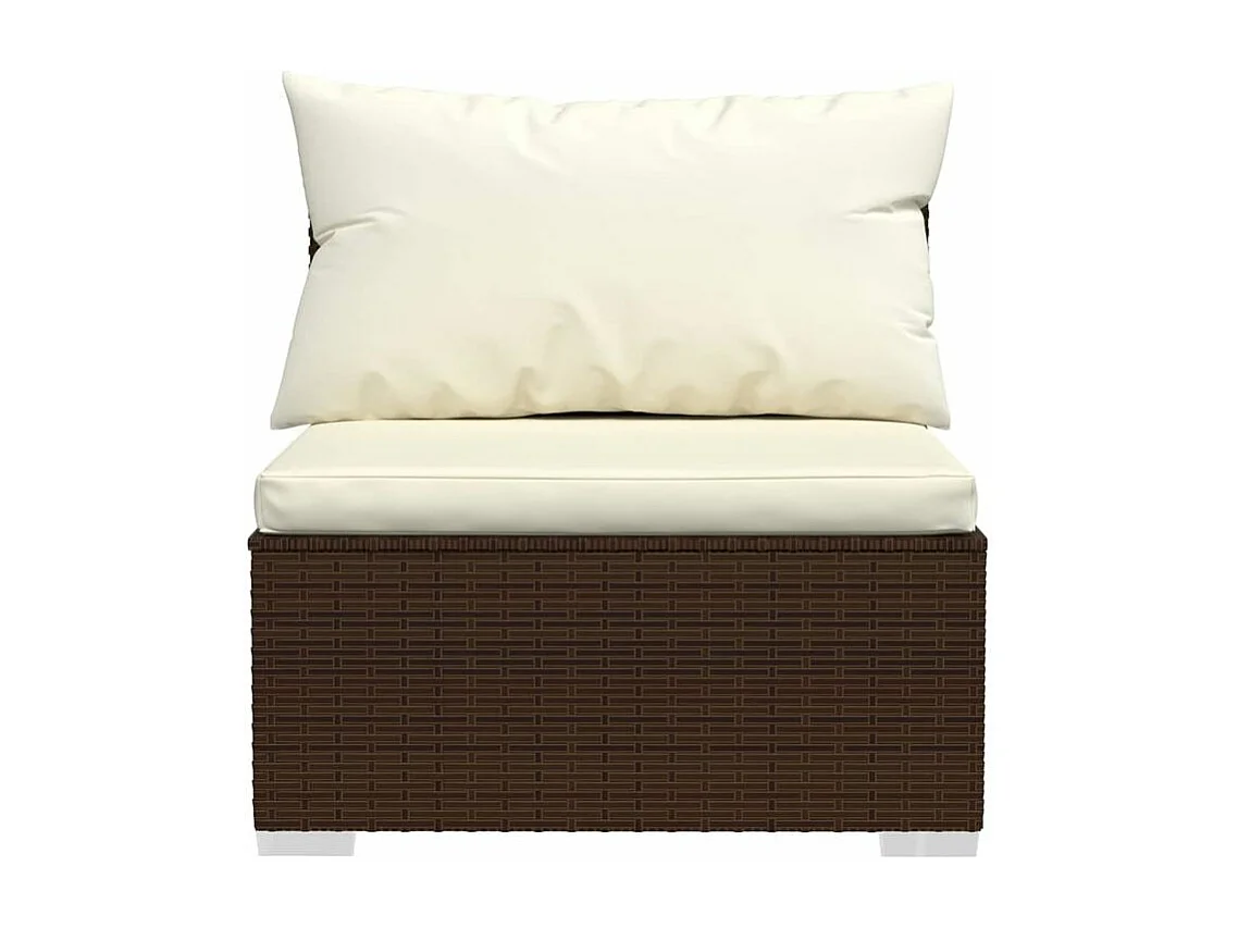 Salon de jardin 4 pcs avec coussins Résine tressée Marron