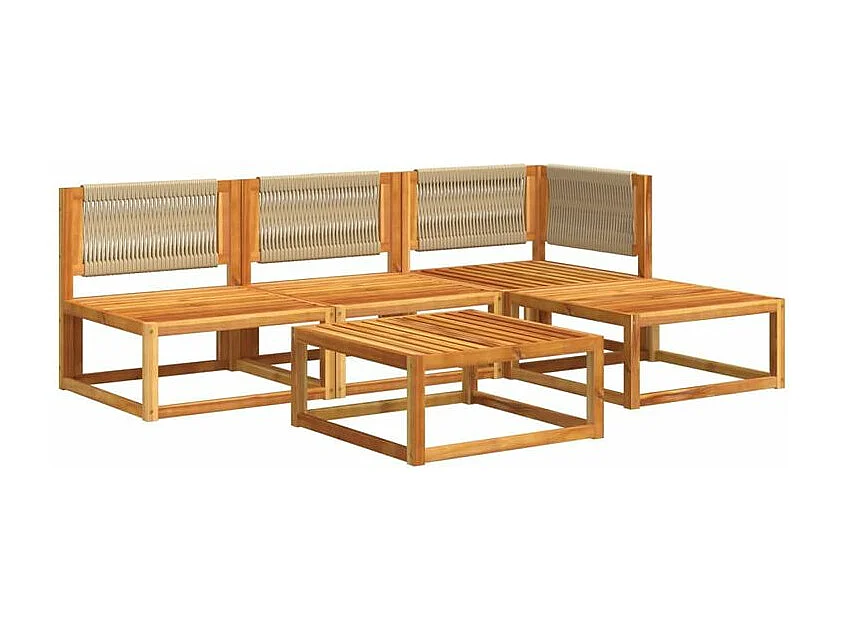 Salon de jardin avec coussins 5 pcs Bois d'acacia solide
