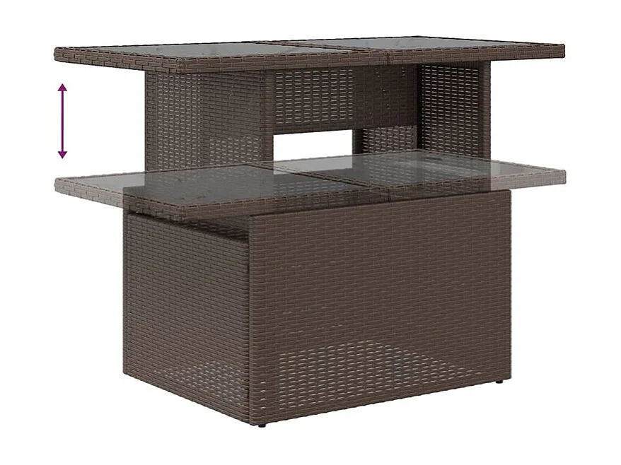 Salon de jardin avec coussins 7 pcs marron résine tressée