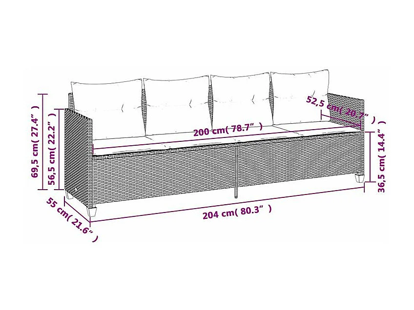 Salon de jardin avec coussins 5 pcs marron résine tressée