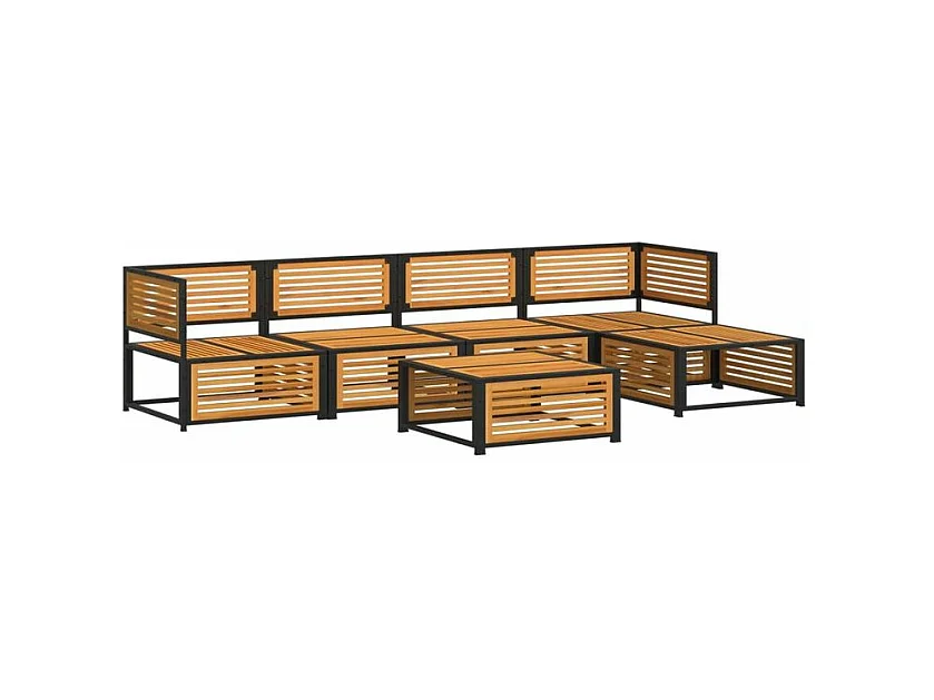 Salon de jardin avec coussins 6 pcs bois d'acacia solide