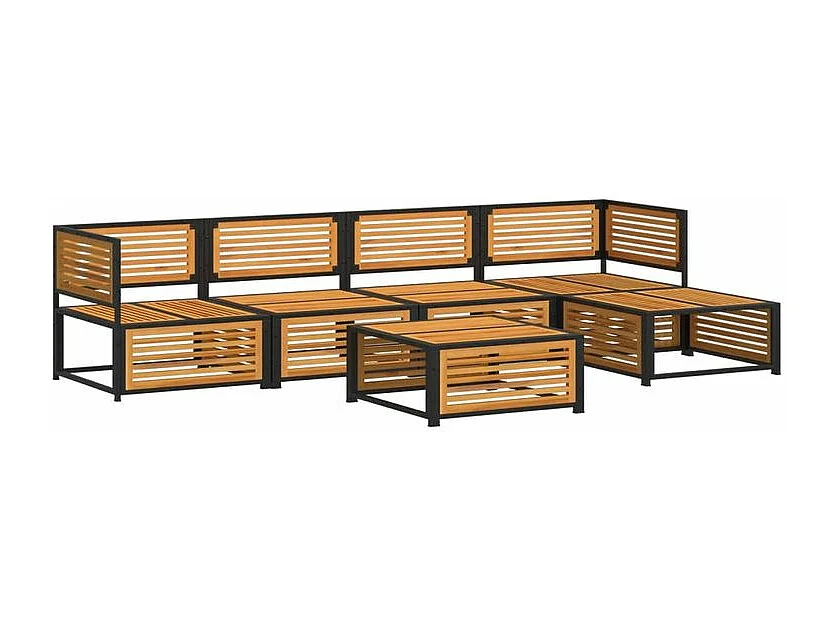 Salon de jardin avec coussins 6 pcs bois d'acacia solide