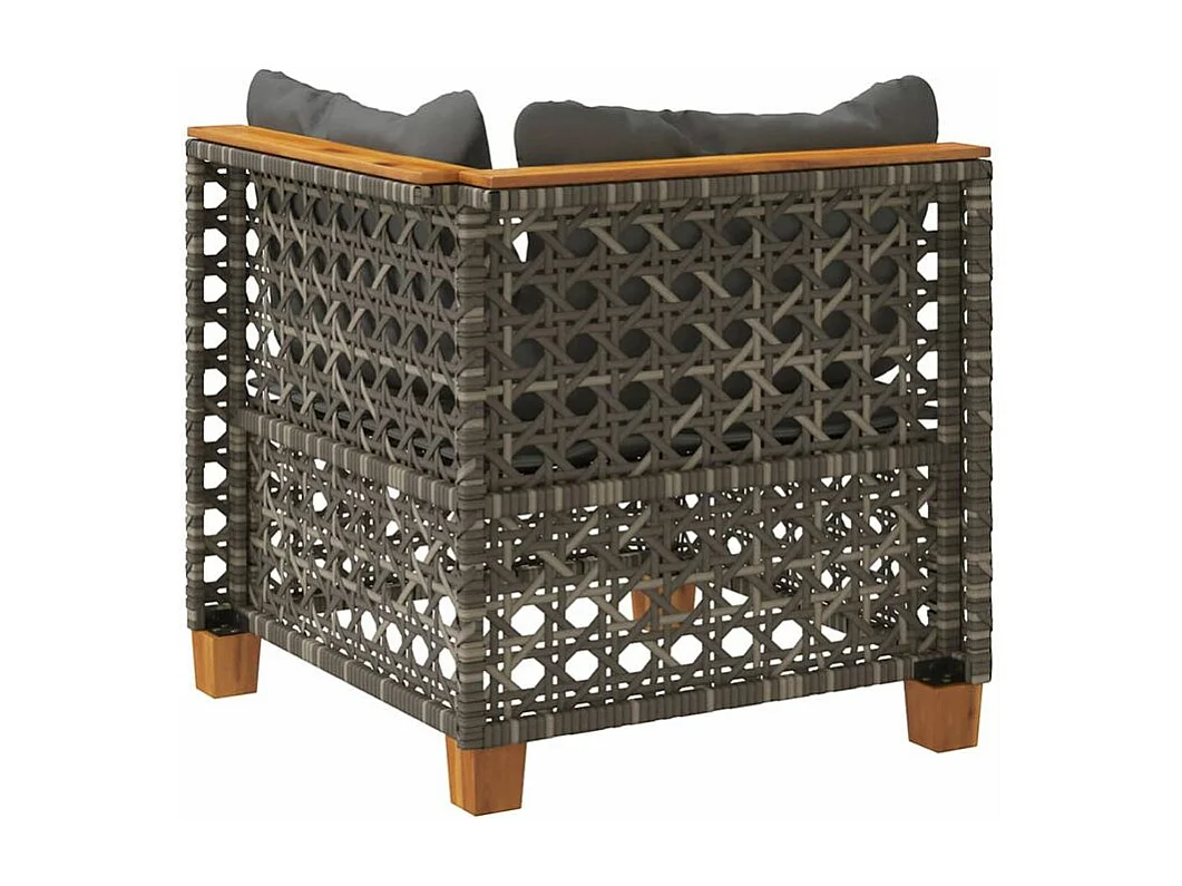 Canapé d'angle de jardin avec coussins gris résine tressée