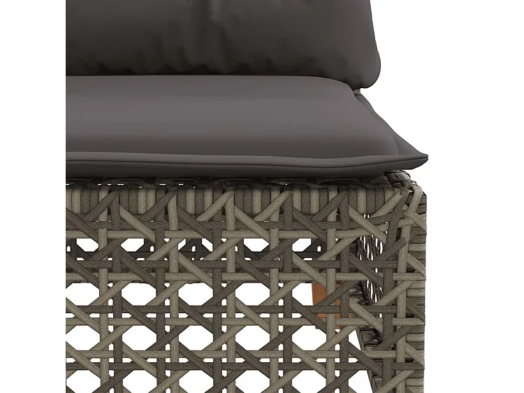 Canapé d'angle de jardin avec coussins gris résine tressée