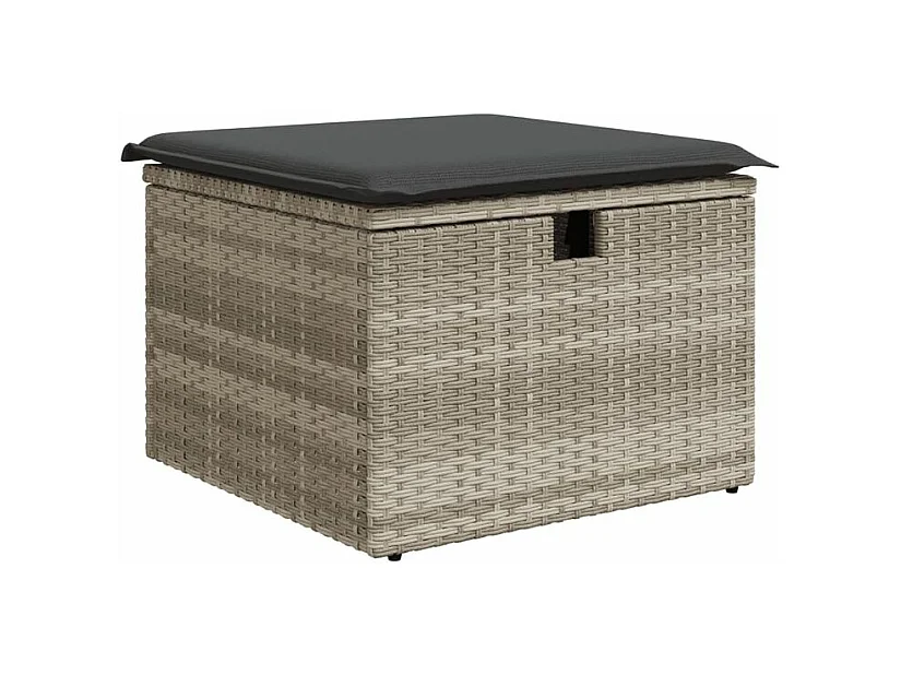 Salon de jardin 6 pcs avec coussins gris clair résine tressée