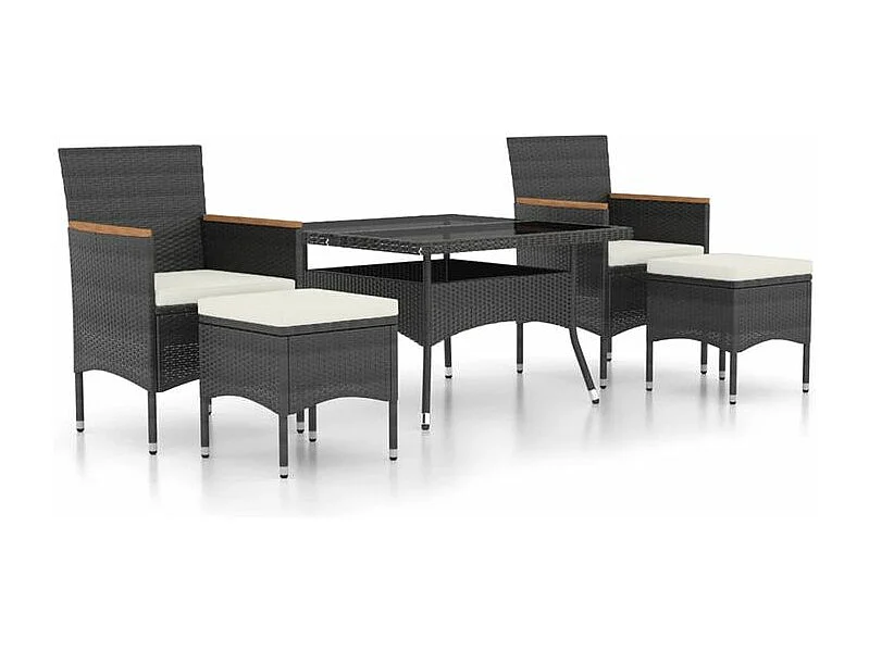 Ensemble à Manger de jardin 9pcs résine tressée et verre trempé