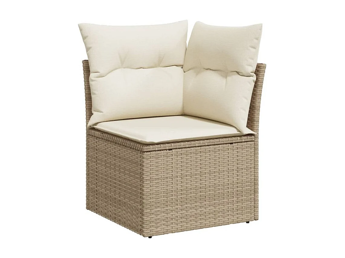 Salon de jardin avec coussins 10 pcs beige résine tressée